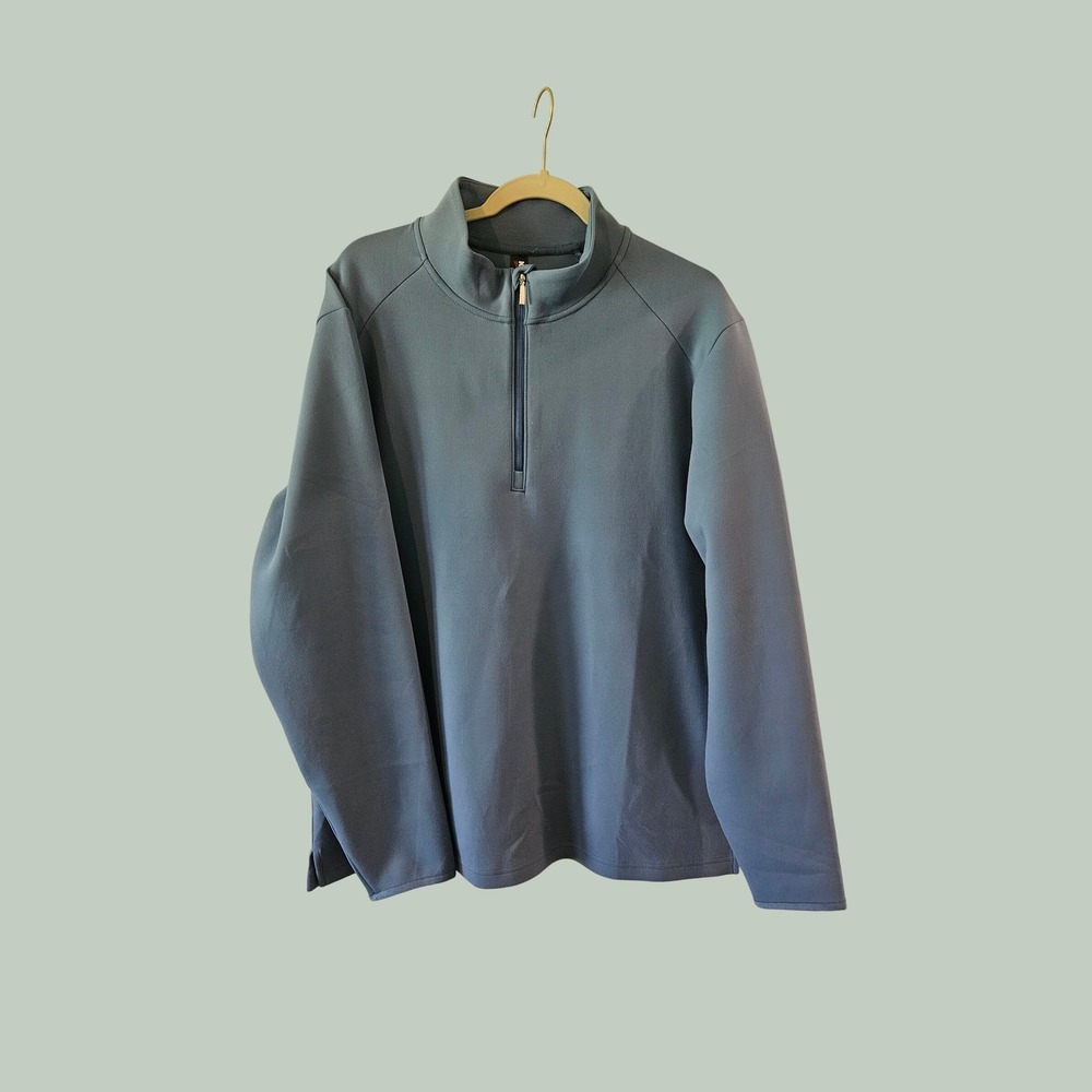 Kirkland Signature Mens Blue Half Zip Pullover Mock Neck Sweatshirt Large